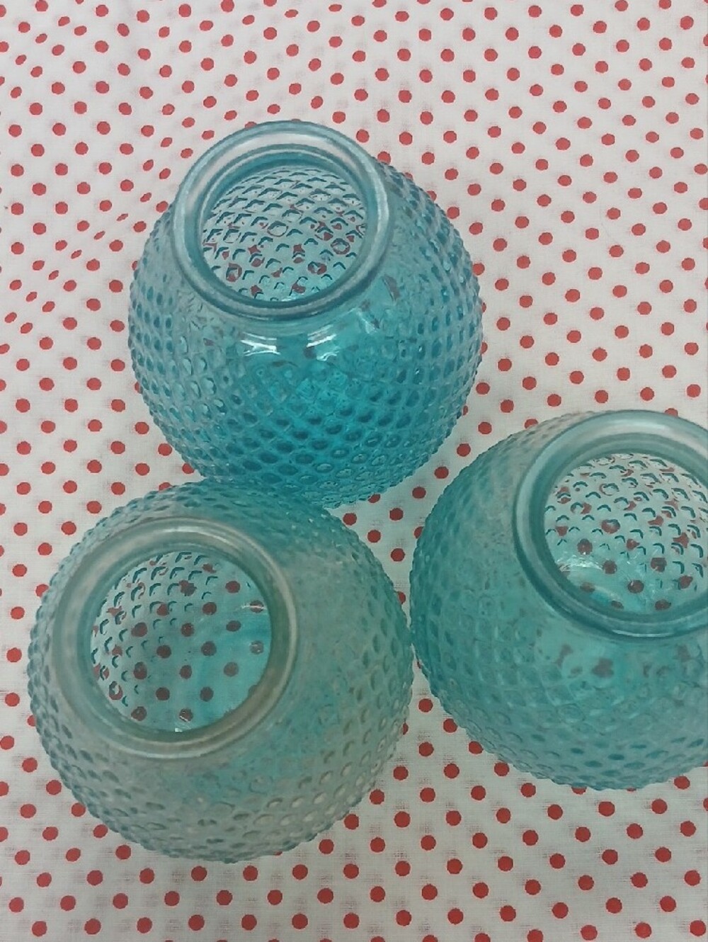 Blue Textured Glass Votive Holders - Set of 3 - Picture 2 of 2